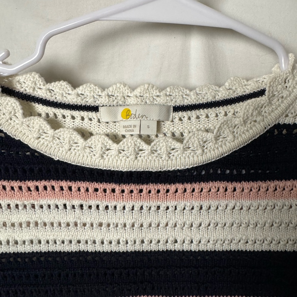 Striped Crochet Sweater - Pink, Navy, and White - Picture 4 of 4